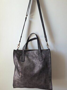 EUC ERIN CONDREN GENUINE LEATHER TOTE SHIMMER BAG LARGE